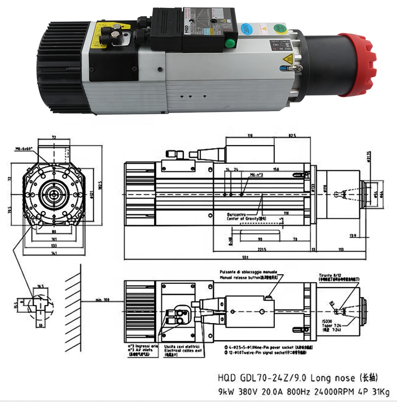 Spindle Motor - Tedarikçiler HQD 9kw 220v 380v Uzun