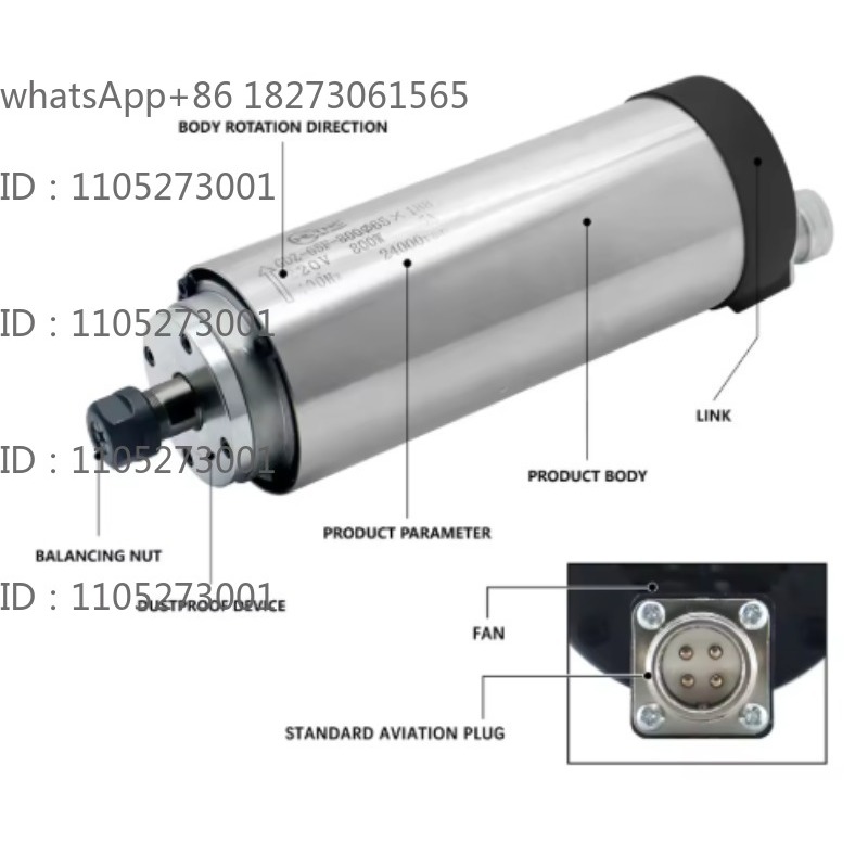 Spindle Motor - 24000RPM Yuvarlak Su Soğutmalı Mil Motoru